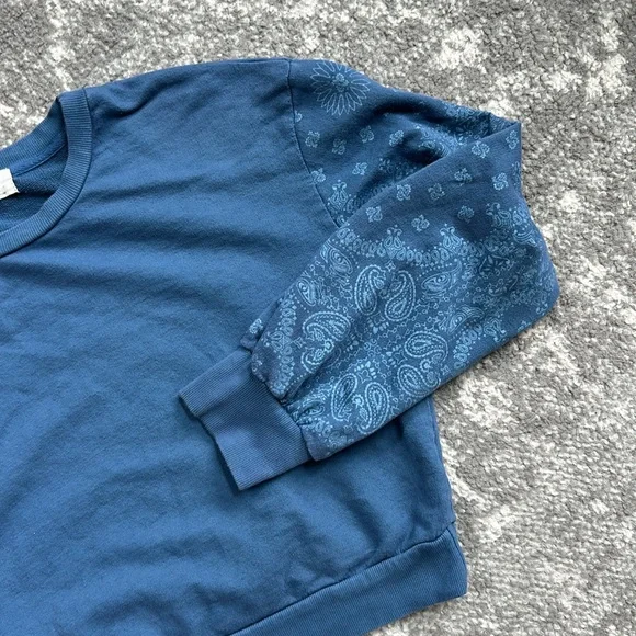 Anthropologie T.La cropped style blue sweatshirt - Picture 7 of 9